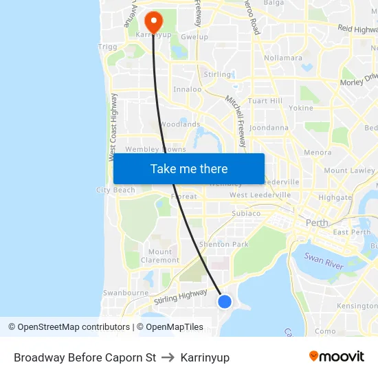 Broadway   Before Caporn St to Karrinyup map