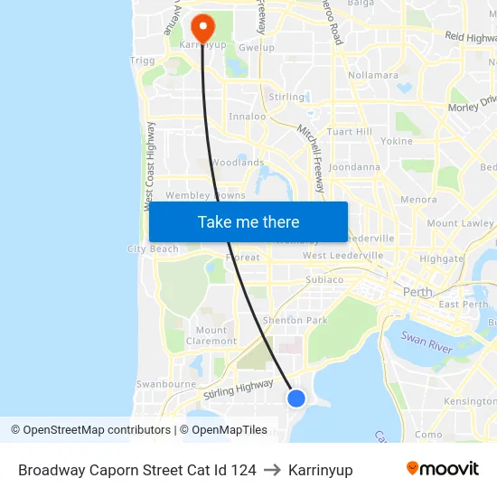 Broadway   Caporn Street Cat Id 124 to Karrinyup map