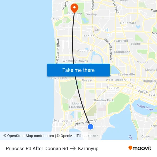 Princess Rd After Doonan Rd to Karrinyup map