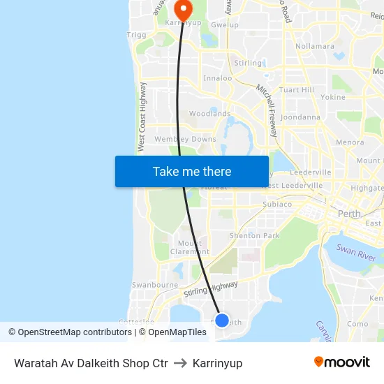 Waratah Av Dalkeith Shop Ctr to Karrinyup map