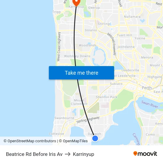Beatrice Rd Before Iris Av to Karrinyup map