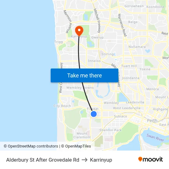 Alderbury St After Grovedale Rd to Karrinyup map