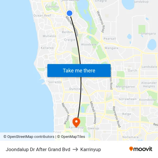 Joondalup Dr After Grand Bvd to Karrinyup map
