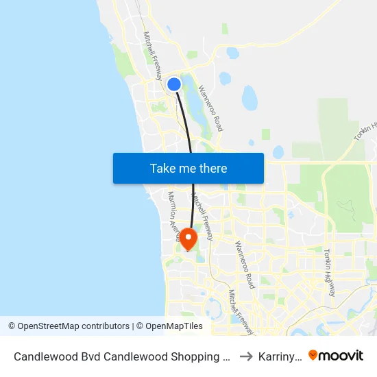 Candlewood Bvd Candlewood Shopping Centre to Karrinyup map