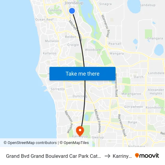 Grand Bvd Grand Boulevard Car Park Cat Id 27 to Karrinyup map
