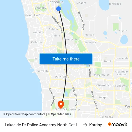 Lakeside Dr Police Academy North Cat Id 7 to Karrinyup map