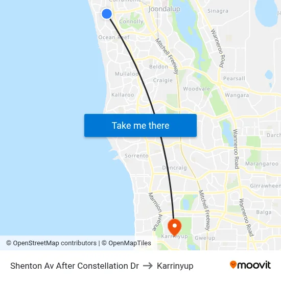 Shenton Av After Constellation Dr to Karrinyup map