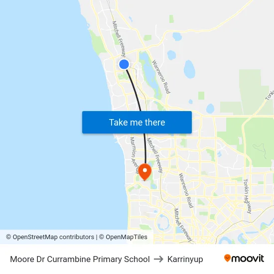 Moore Dr Currambine Primary School to Karrinyup map