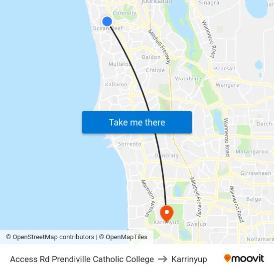 Access Rd Prendiville Catholic College to Karrinyup map