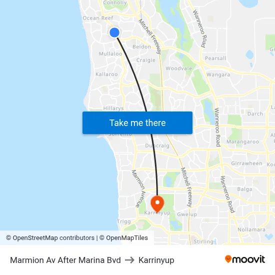 Marmion Av After Marina Bvd to Karrinyup map