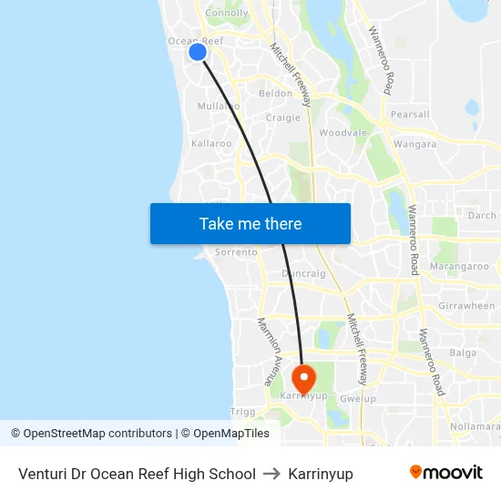 Venturi Dr Ocean Reef High School to Karrinyup map