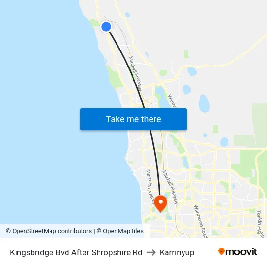 Kingsbridge Bvd After Shropshire Rd to Karrinyup map