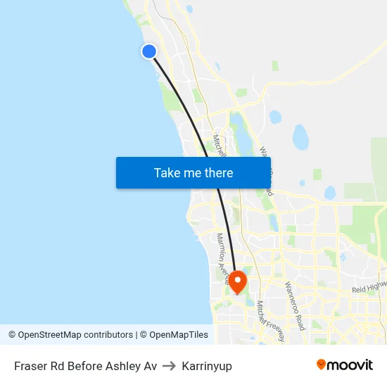 Fraser Rd Before Ashley Av to Karrinyup map