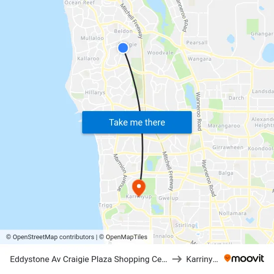 Eddystone Av Craigie Plaza Shopping Centre to Karrinyup map