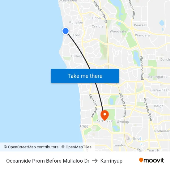 Oceanside Prom Before Mullaloo Dr to Karrinyup map