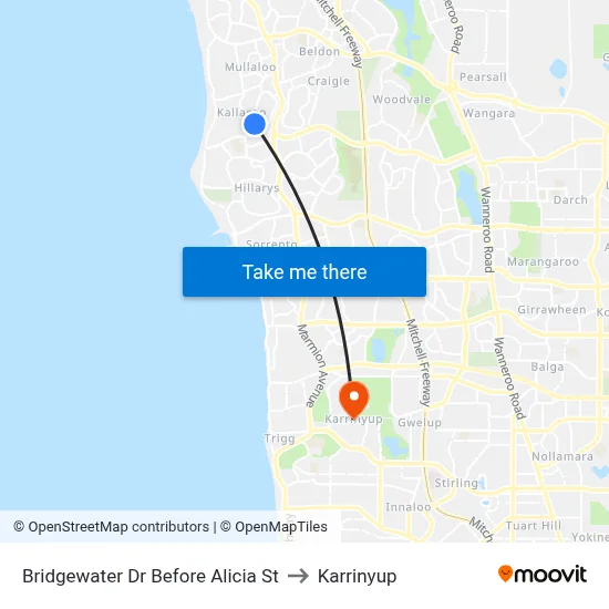 Bridgewater Dr Before Alicia St to Karrinyup map