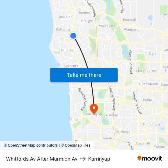 Whitfords Av After Marmion Av to Karrinyup map