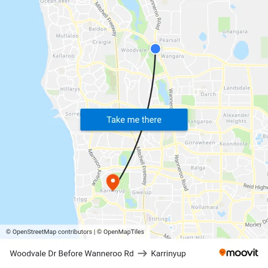 Woodvale Dr Before Wanneroo Rd to Karrinyup map