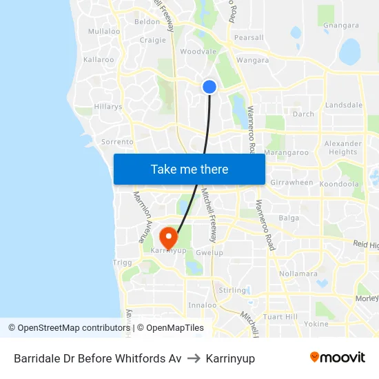 Barridale Dr Before Whitfords Av to Karrinyup map