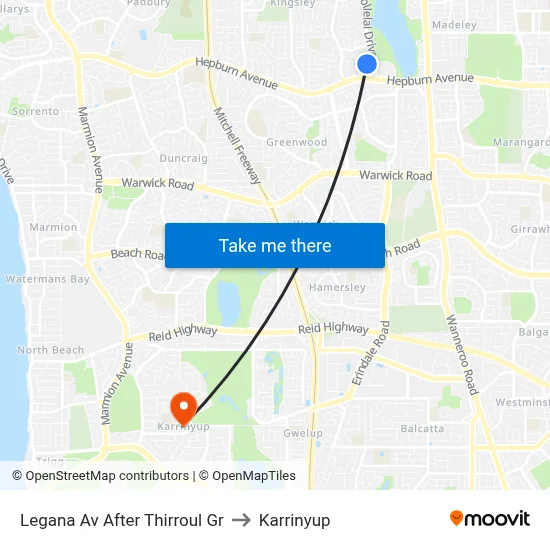 Legana Av After Thirroul Gr to Karrinyup map