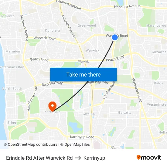 Erindale Rd After Warwick Rd to Karrinyup map