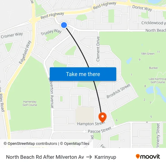 North Beach Rd After Milverton Av to Karrinyup map