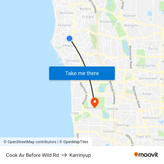 Cook Av Before Wild Rd to Karrinyup map