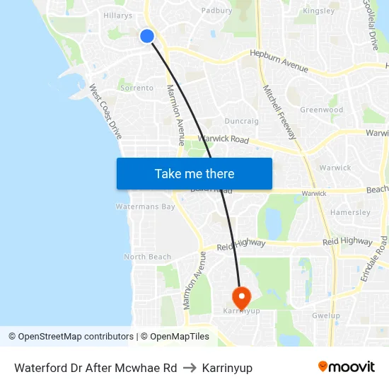 Waterford Dr After Mcwhae Rd to Karrinyup map