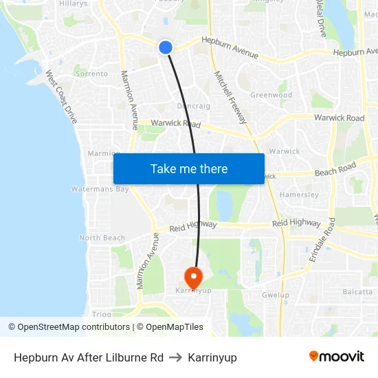 Hepburn Av After Lilburne Rd to Karrinyup map