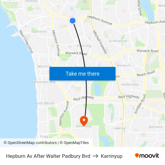 Hepburn Av After Walter Padbury Bvd to Karrinyup map