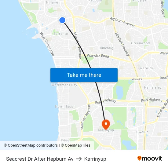 Seacrest Dr After Hepburn Av to Karrinyup map