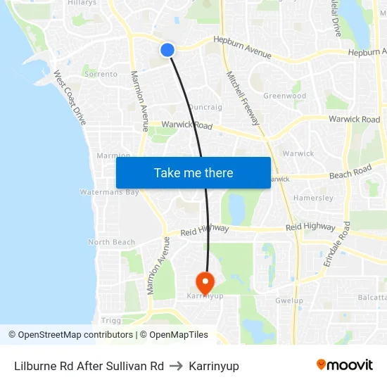 Lilburne Rd After Sullivan Rd to Karrinyup map