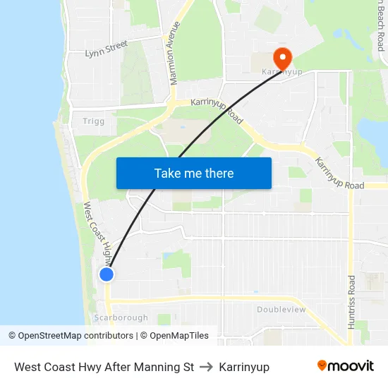 West Coast Hwy After Manning St to Karrinyup map