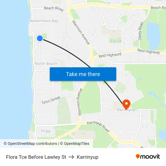 Flora Tce Before Lawley St to Karrinyup map