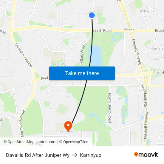 Davallia Rd After Juniper Wy to Karrinyup map
