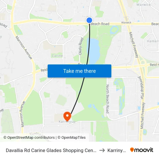 Davallia Rd Carine Glades Shopping Centre to Karrinyup map