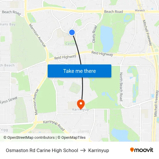 Osmaston Rd Carine High School to Karrinyup map