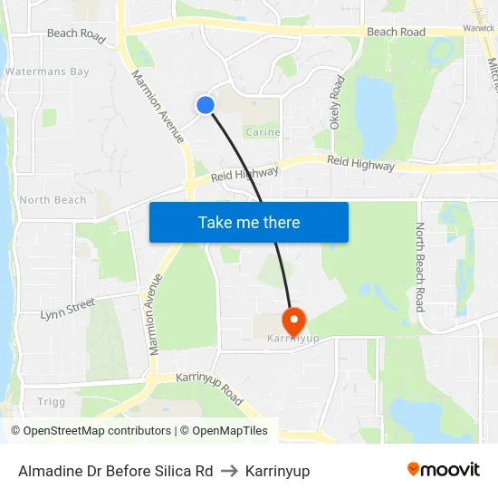 Almadine Dr Before Silica Rd to Karrinyup map