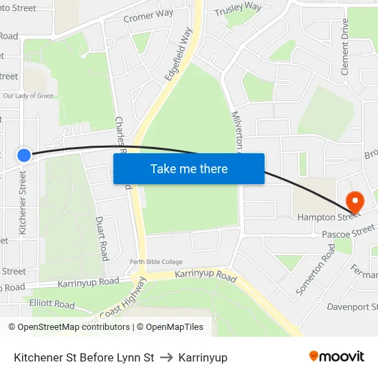 Kitchener St Before Lynn St to Karrinyup map
