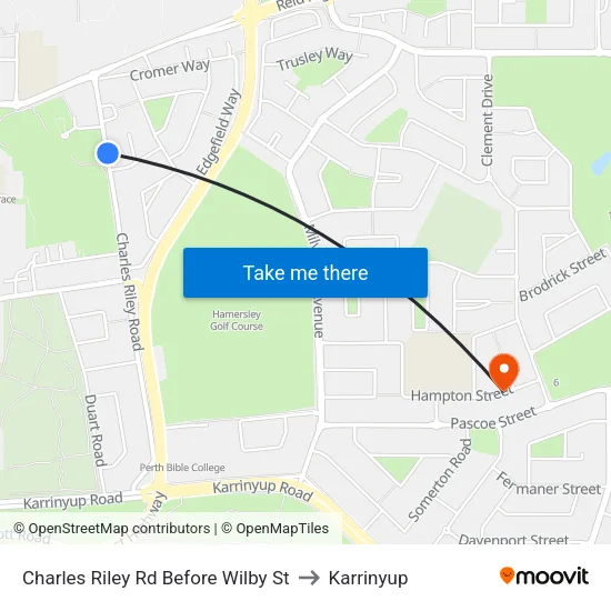 Charles Riley Rd Before Wilby St to Karrinyup map