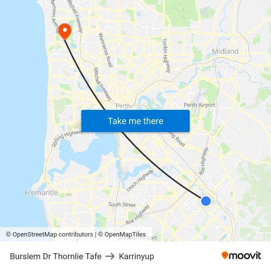 Burslem Dr Thornlie Tafe to Karrinyup map