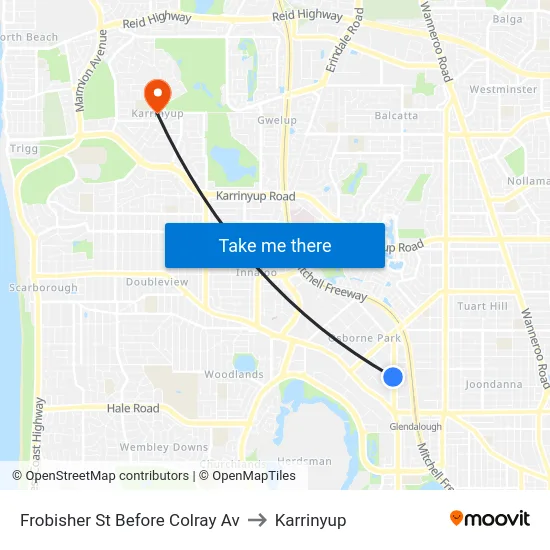 Frobisher St Before Colray Av to Karrinyup map
