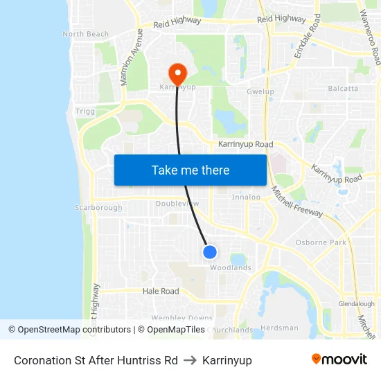 Coronation St After Huntriss Rd to Karrinyup map