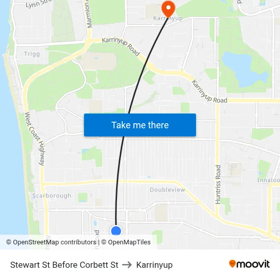 Stewart St Before Corbett St to Karrinyup map