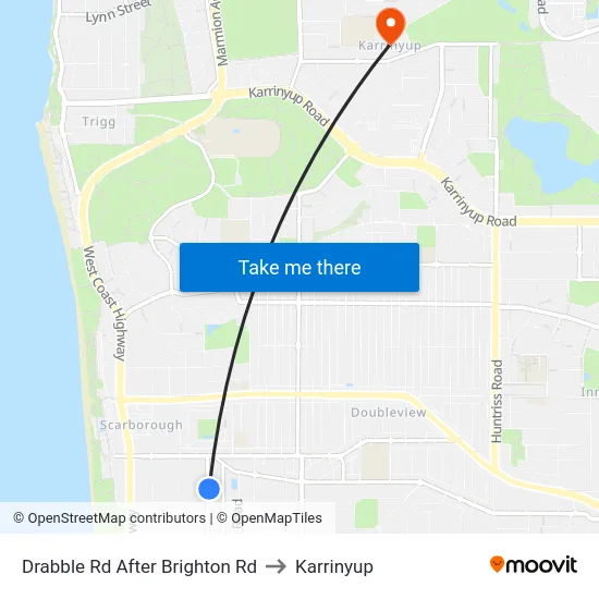 Drabble Rd After Brighton Rd to Karrinyup map