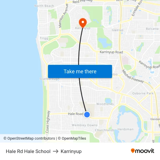 Hale Rd Hale School to Karrinyup map