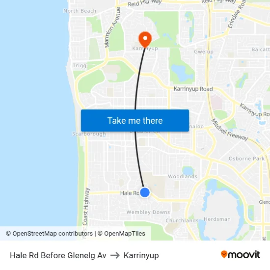 Hale Rd Before Glenelg Av to Karrinyup map