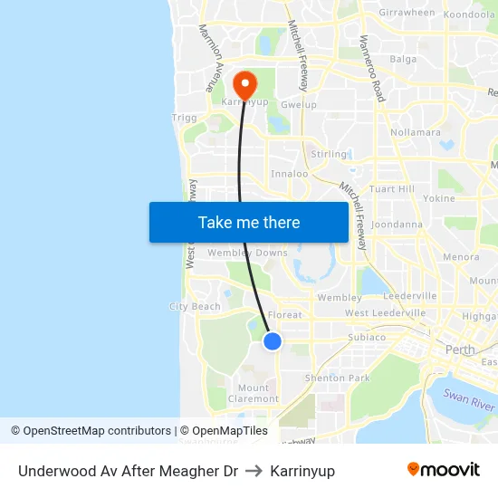 Underwood Av After Meagher Dr to Karrinyup map