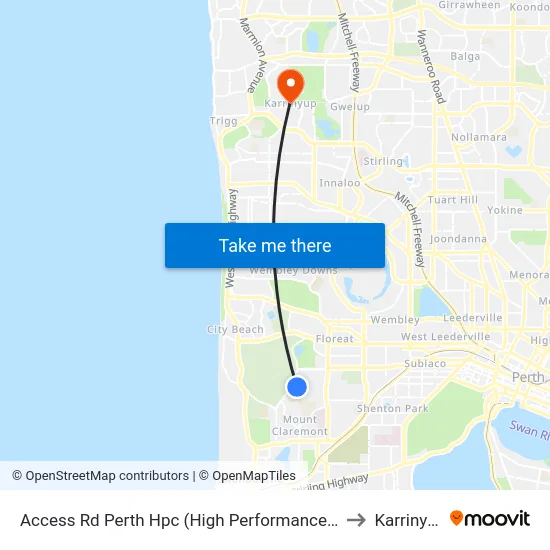Access Rd Perth Hpc (High Performance Ctr) to Karrinyup map