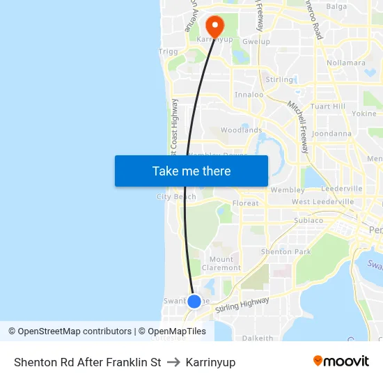 Shenton Rd After Franklin St to Karrinyup map